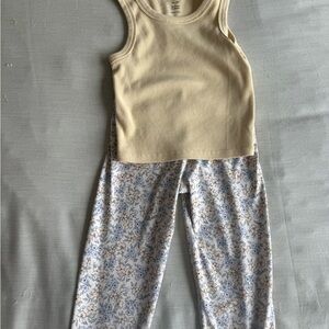 Rylee + Cru Cream Tank yellow tank and Blue Floral play Set